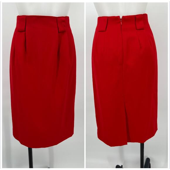 Vintage Harrison Kent Skirt Suit Womens 2 Red Gold-tone Crested Button 2 pc READ - Picture 3 of 14